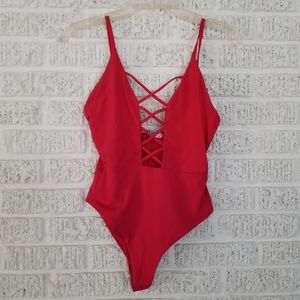 MOD Red Strappy Front One Piece Swimsuit